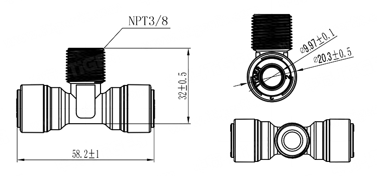 dimensions of 2 Way Male push-in connector